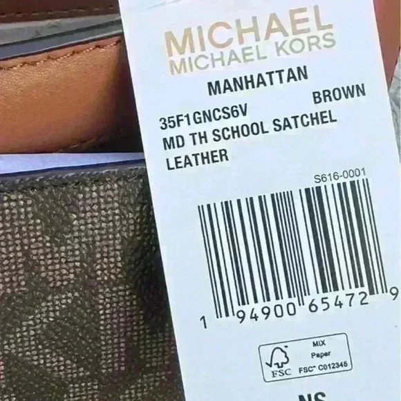 Michael Kors Manhattan Satchel Medium Leather Brown - Picture 11 of 11